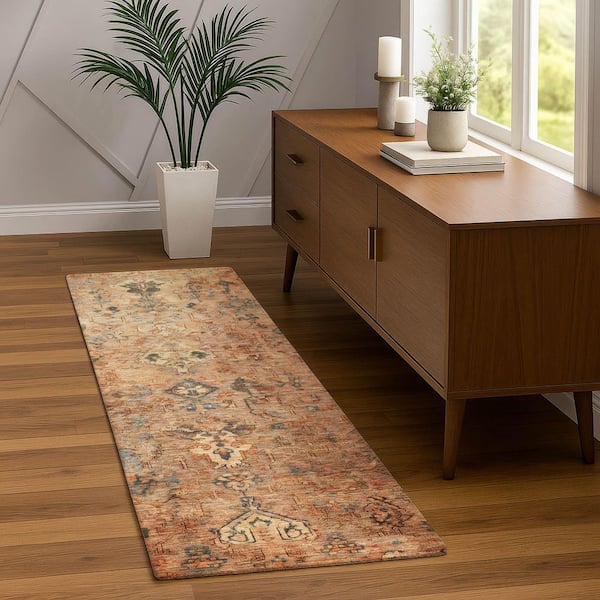 Chantille Machine Washable Indoor/Outdoor Abstract ACN2320 Copper 2 ft. 3 in. x 7 ft. 6 in. Runner Rug