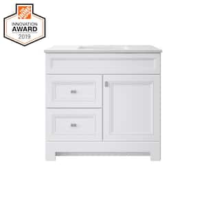 Sedgewood 36.5 in. W x 18.75 in. D x 34.375 in. H Single Sink Bath Vanity in White with Arctic Solid Surface Top