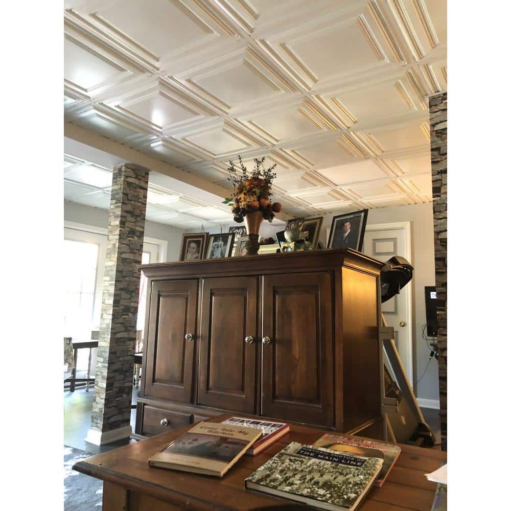Economy 2 ft. x 2 ft. White PVC Decorative Ceiling Tile