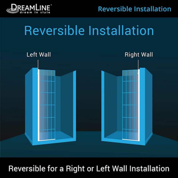 French Linea Toulon 34 in. x 72 in. Frameless Fixed Shower Screen in Matte Black