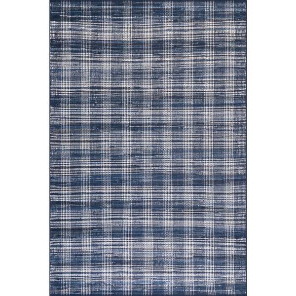 Denim Plaid Machine Washable Blue 10 ft. x 14 ft. Indoor Area Rug