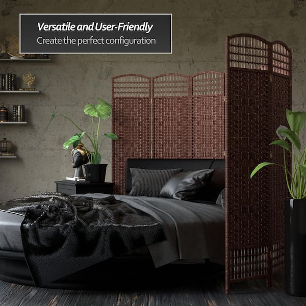 5.5 ft. Dark Red 5-Panel Room Divider