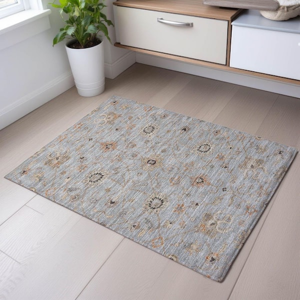 Mayfield Premium Machine Washable Abstract AMF1137 Gray 2 ft. x 3 ft. Area Rug