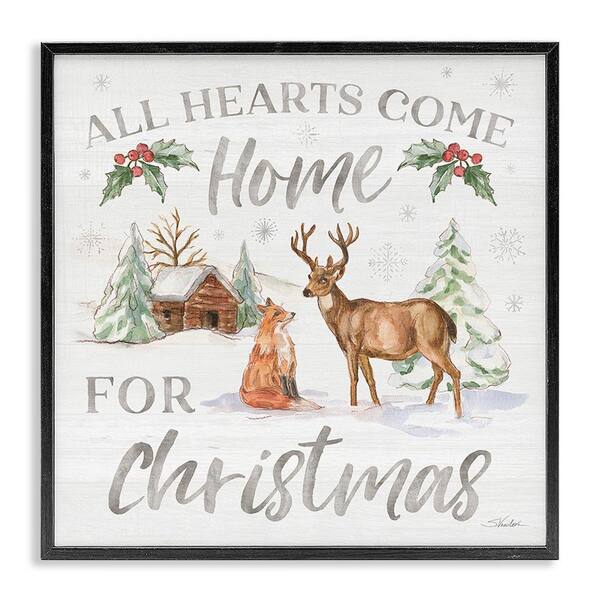 Stupell Industries Home For Christmas Phrase by Silvia Vassilev 1-Piece Framed Graphic Print Animal Poster Art Print 17 in. x 17 in.