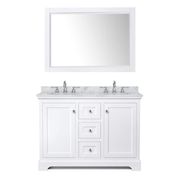 Wyndham Collection WCV232372DWHCXSXXMXX Avery 72 inch Double Bathroom Vanity in White No Countertop No Sinks and No Mirror