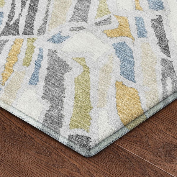 Mayfield Premium Machine Washable Abstract AMF2514 Silver 10 ft. x 14 ft. Area Rug