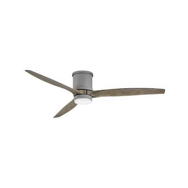 HINKLEY Hover Flush 60 in. Integrated LED Indoor/Outdoor Graphite Ceiling Fan with Wall Switch