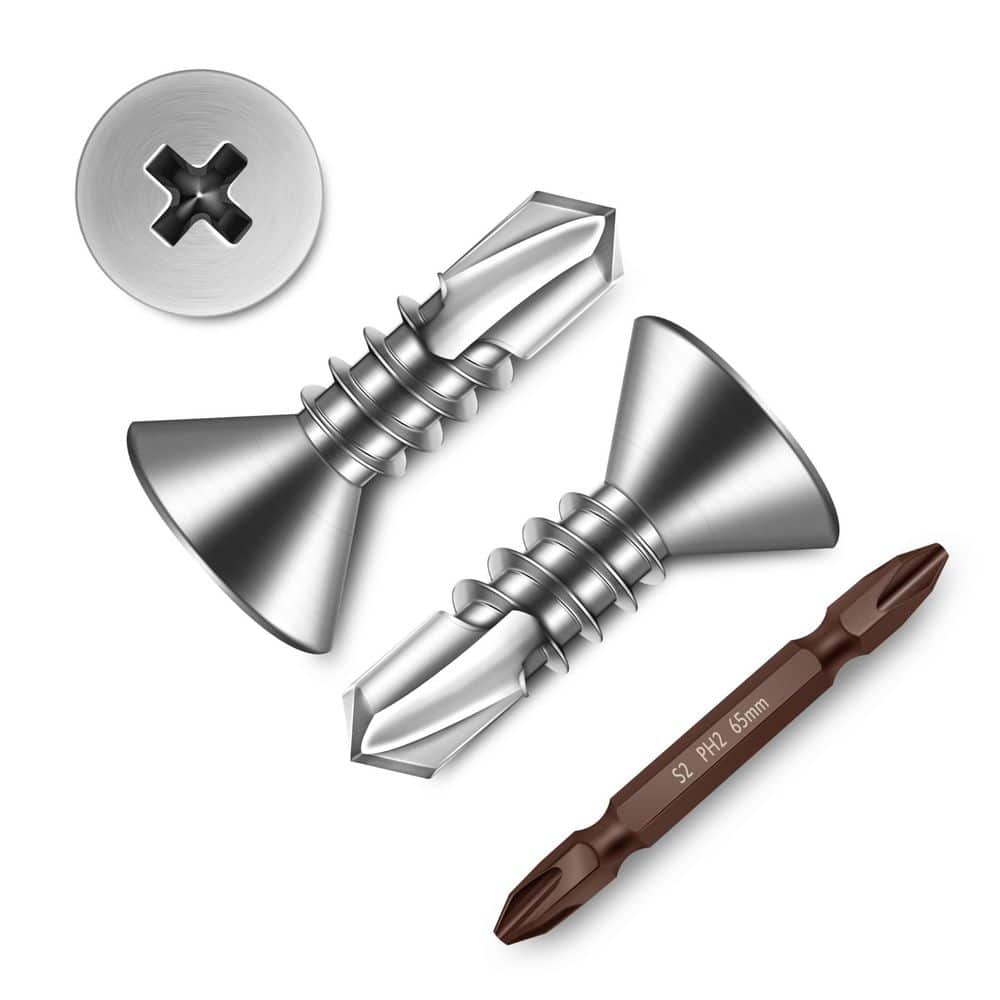 "#10 x 1/2 in. Silver 410 Stainless Steel Phillips Flat Head Self Drilling Sheet Metal Screws (500-Pack)" price history on PriceWatchPro