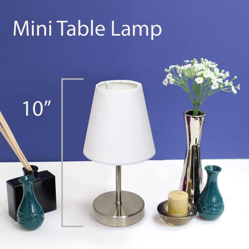 Sand Nickel Mini Table Lamp with White Fabric Shade