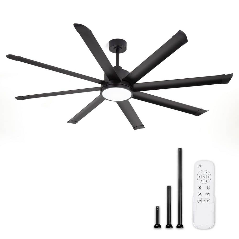 72 in. Indoor/Outdoor LED Black 8-Blade Large Industrial Downrod Mount Standard Ceiling Fan with Lights, Remote Control price history on PriceWatchPro