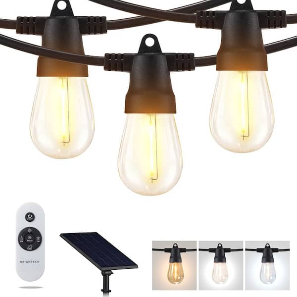 Ambience Pro 15-Light 48ft Outdoor Color Changing Solar Powered 4W 2700K Warm White LED S14 Edison Bulb String Lights