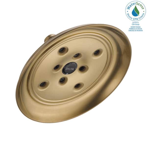 Delta H2Okinetic Gold 1-Spray Patterns 1.75 GPM 7.91 in. Wall Mount Fixed Shower Head in Champagne Bronze