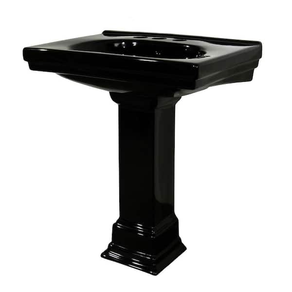 Foremost Structure Vitreous China Pedestal Bathroom Basin Combo in Black