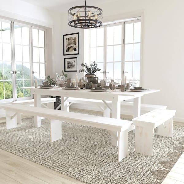 Carnegy Avenue 5-Piece Antique Rustic White Dining Set