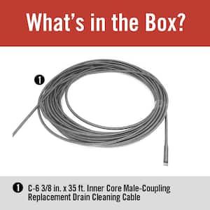 3/8 in. x 35 ft. C-6 All-Purpose Drain Cleaning Replacement Cable w/ Male Coupling End for K-40, K-45 & K-50 Models