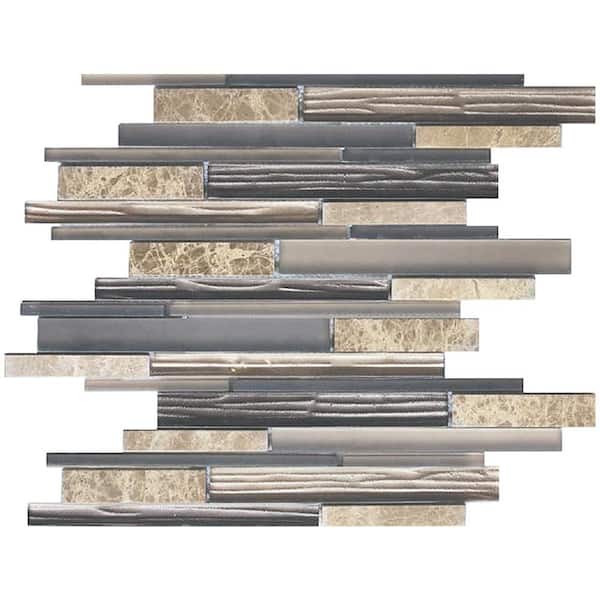 Apollo Tile Gray 4 in. x 5 in. Honed Marble and Glass Mosaic Tile Sample (0.13 sq. ft./Piece)