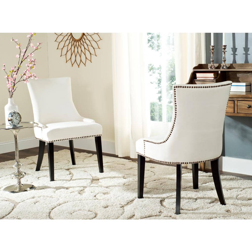Elegant Sloped Arm White Velvet Upholstered Side Chair with Espresso Wood Legs