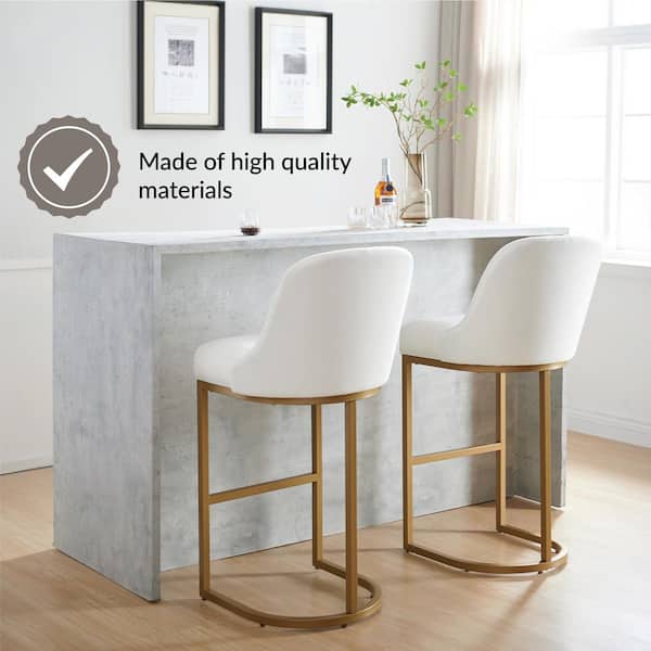 Leick Home Barrelback Bar Stool in White Backless Metal