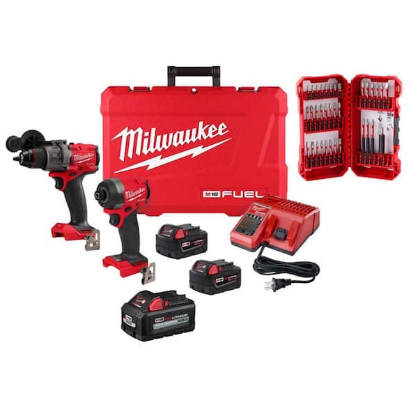 M18 FUEL 18V Lithium-Ion Brushless Cordless Hammer Drill and Impact Driver Combo Kit (2-Tool) w/ 3 Batteries & Bit Kit