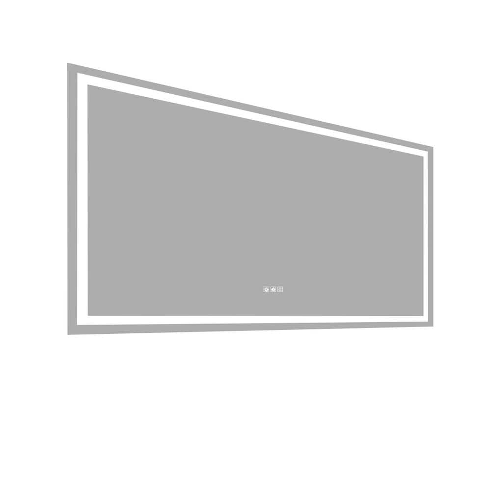 72 in. W x 36 in. H Rectangular Frameless Dimmable LED Wall Bathroom Vanity Mirror, Anti-Fog, 3-Color Temperature