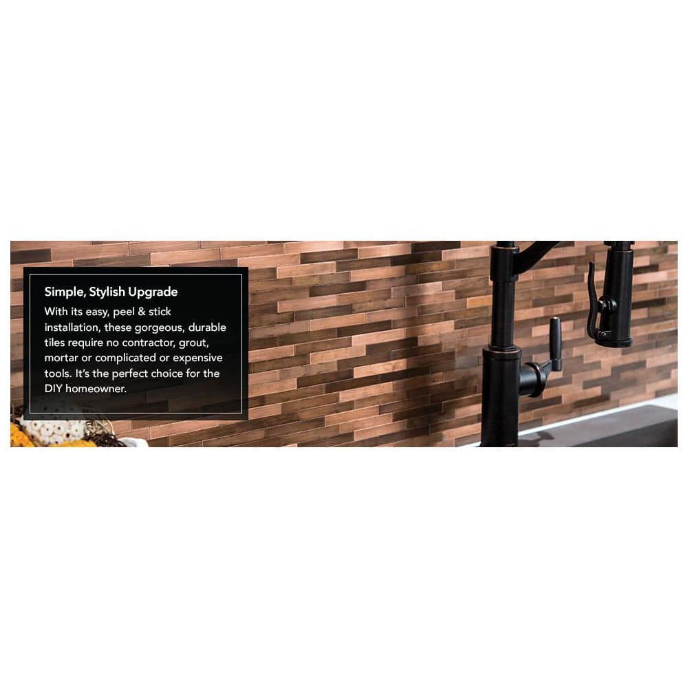 Aged Copper 13.5'' x 5.75'' Peel and Stick Metal Backsplash Tile