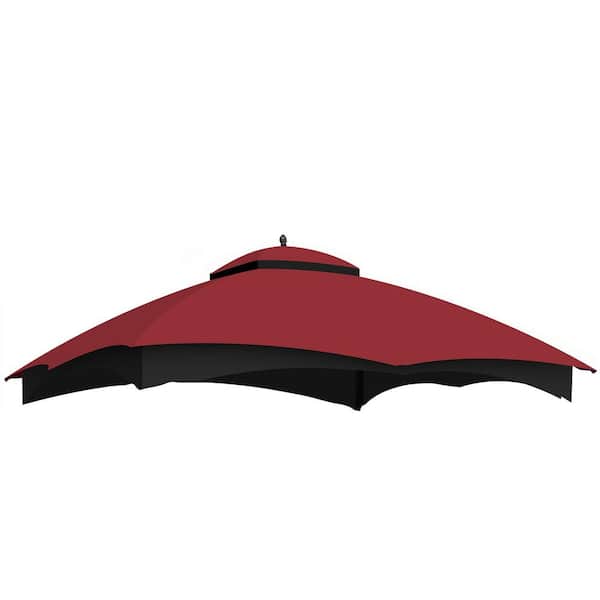 10 x 12 ft. Burgundy Fabric Patio Gazebo Replacement Canopy, Heavy Duty Tent Roof Top with Air Vent (Cover Only)
