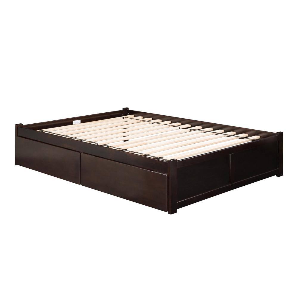 Espresso Queen Rubberwood Storage Platform Bed with Drawers