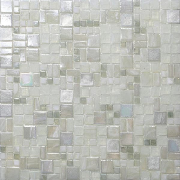 Apollo Tile Pearl White 4 in. x 5 in. Mini Versailles Polished Glass Mosaic Floor and Wall Tile Sample (0.13 sq. ft./Piece)