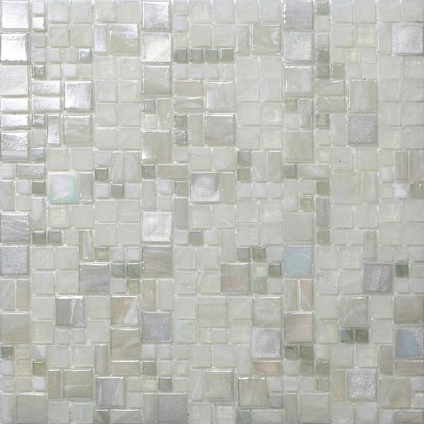 Apollo Tile Pearl White 12.4 in. x 12.6 in. Polished Mini Versailles Glass Mosaic Floor and Wall Tile (10-Pack) (10.85 sq. ft./Case)