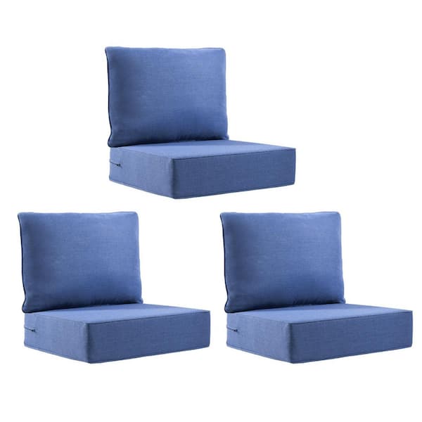 22 in. x 24 in. x 6 in. 6-Piece Olefin Deep Thick Seating Outdoor Lounge Chair Sofa Replacement Cushion Set in Blue