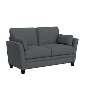 Grant River 60 in. Flared Arm Polyester Modern Rectangle Removable Cushions Loveseat Gray