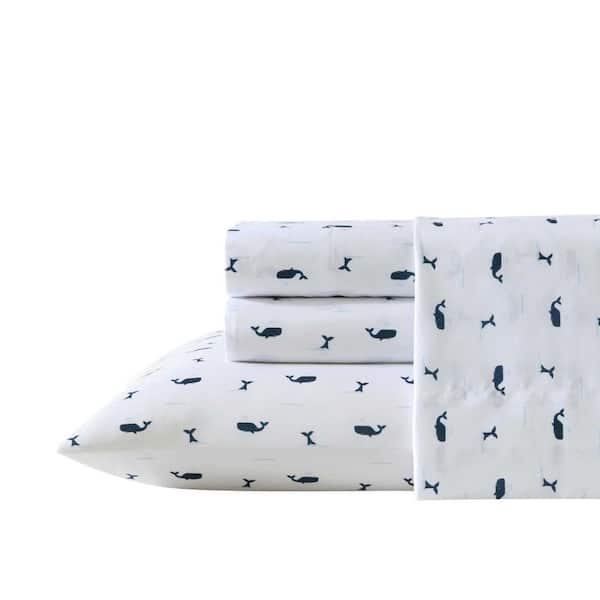 Caspian Whales 4 Piece Navy Seas Microfiber Full Sheet Set