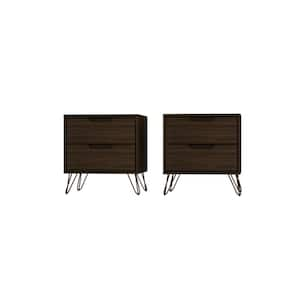 Rockefeller 2-Drawer Brown Nightstand (Set of 2)