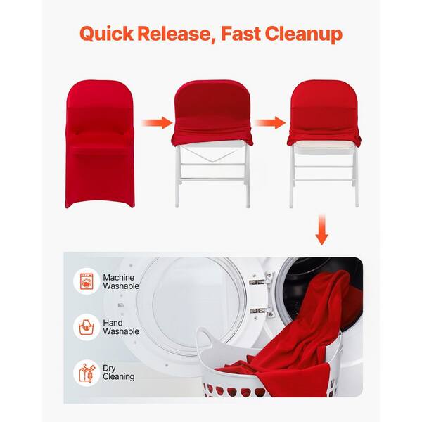 VEVOR 50 Pcs Red Chair Covers, Polyester Spandex Chair Cover, Fits