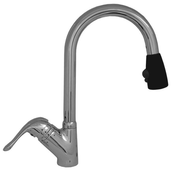 Whitehaus Collection Single-Handle Pull-Down Sprayer Kitchen Faucet with Black Head in Chrome