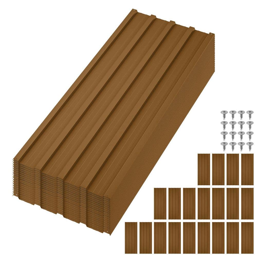 Heavy Duty 1.39 ft.x 3.54 ft. Corrugated 21-Gauge Galvanized Steel Metal Roofing Panels in Brown(20 Pieces) price history on PriceWatchPro