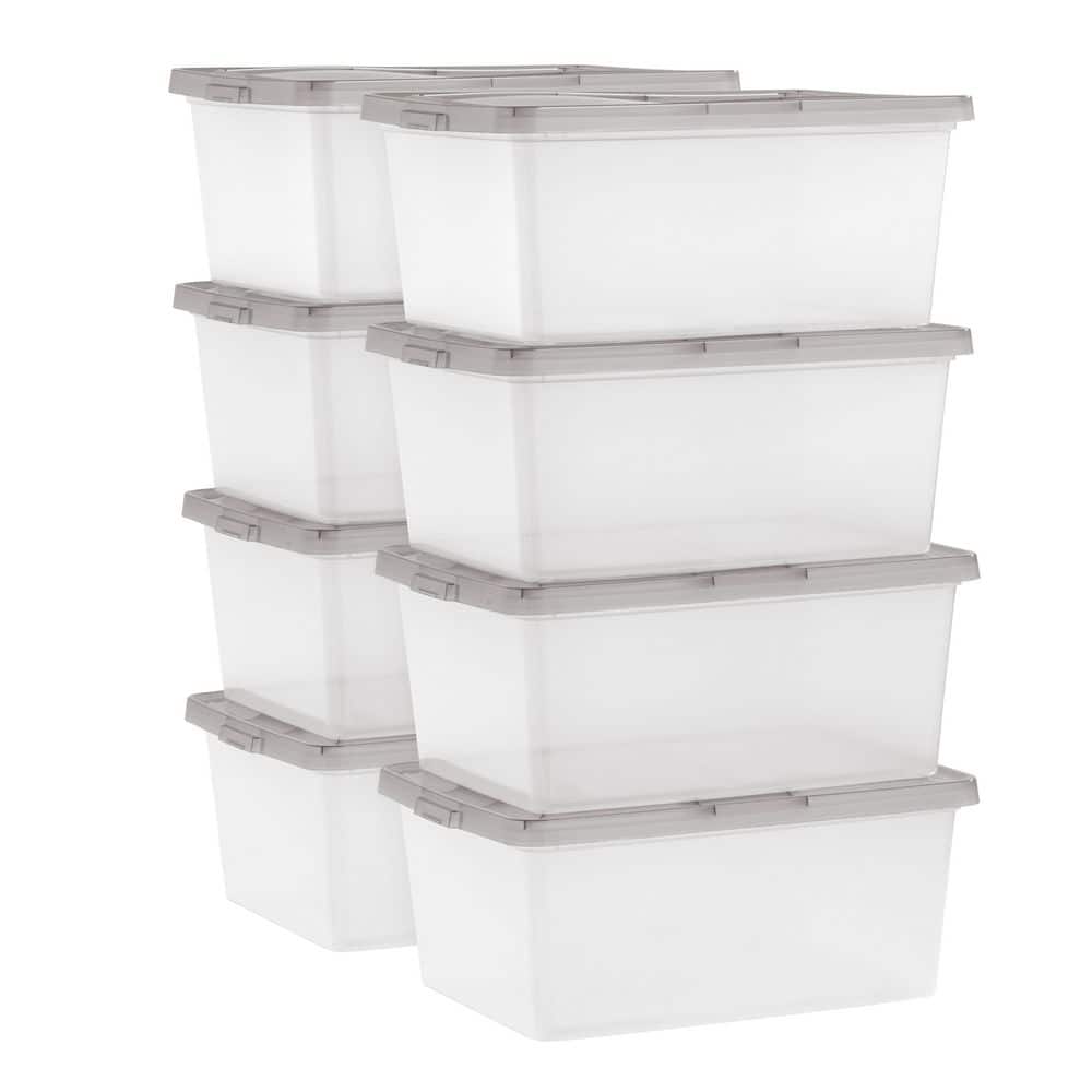 IRIS 17 Qt. Divided Storage Box in Clear 166070 - The Home Depot
