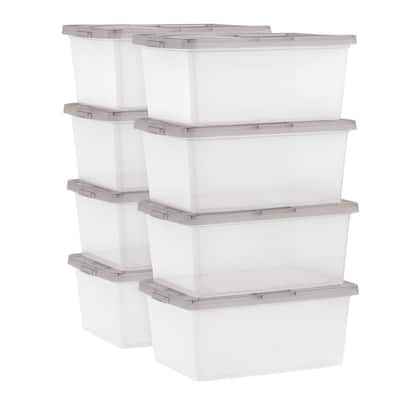 Modern Homes MH 0.4-Gal. Small Storage Box in Clear with Gray Handles and  Cover 22146 - The Home Depot