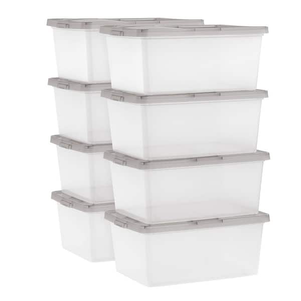 Realistisch opraken Won IRIS 17 Quart Plastic Storage Bin Tote Organizing Container with Latching  Lid, Clear with Gray Lid, 8 Pack 585103 - The Home Depot