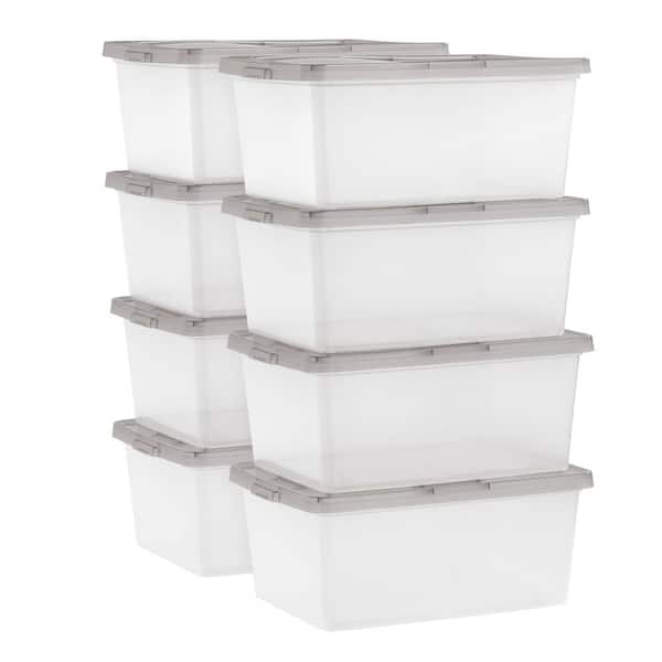 17 Qt. Plastic Storage Bin Tote Organizing Container with Latching Lid, Clear/Gray (8-Pack)