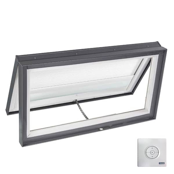 VELUX 46-1/2 in. x 22-1/2 in. Solar Powered Venting Curb-Mount Skylight w/ Laminated Low-E3 Glass White Light Filtering Blind