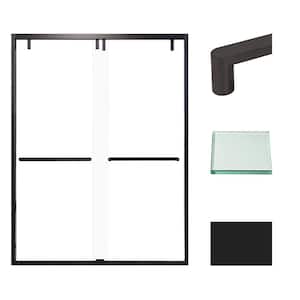 Eden 60 in. W x 80 in. H Sliding Semi-Frameless Shower Door in Matte Black with Clear Glass