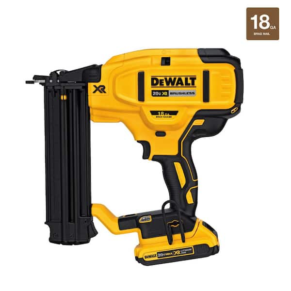 DeWalt 20V Max Lithium-Ion 18-Gauge Cordless Brad Nailer Kit with (3) 2.0Ah Battery Packs, Charger and Bag