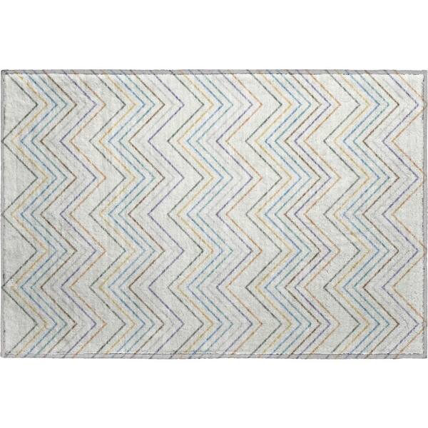 Mayfield Premium Machine Washable Abstract AMF2392 Seaside 3 ft. x 4 ft. Area Rug