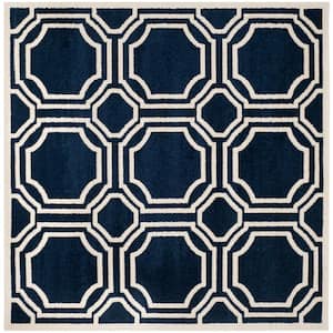 Amherst Navy/Ivory 7 ft. x 7 ft. Octagonal Geometric Square Area Rug
