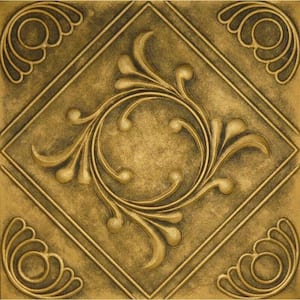 Diamond Wreath Antique Silver 1.6 ft. x 1.6 ft. Decorative Foam Glue Up Ceiling Tile (259.2 sq. ft. /case)