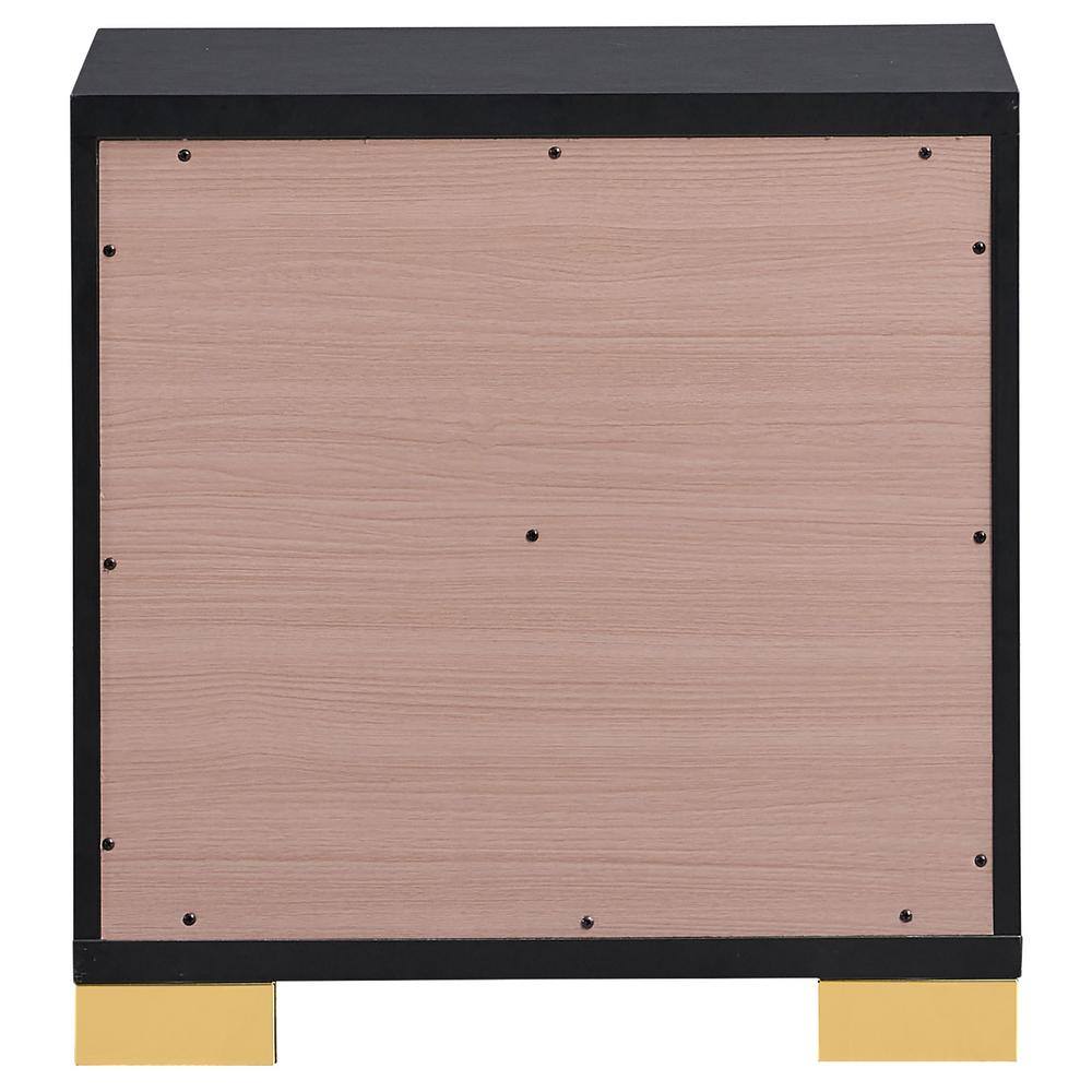 Black and Gold 2-Drawer Modern Nightstand