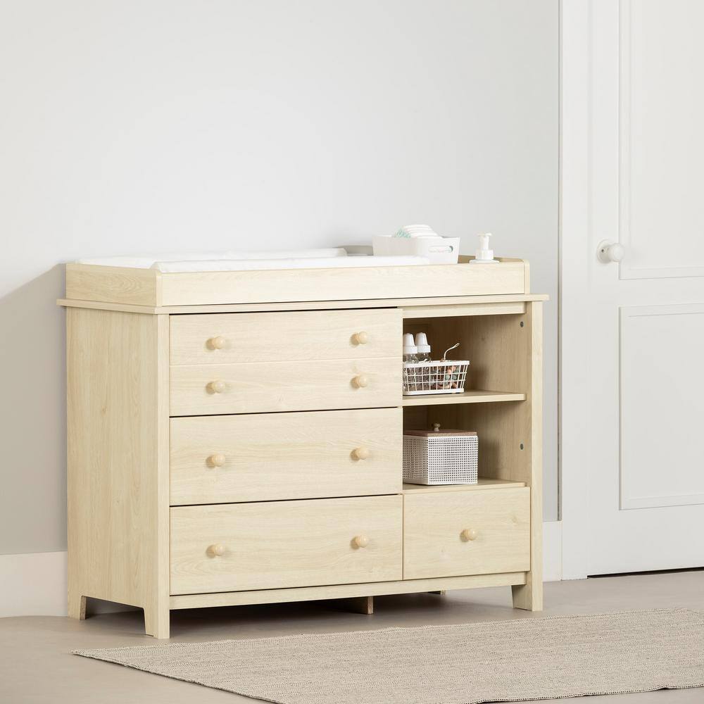 Bleached Oak Nursery Changing Table Dresser with Drawers