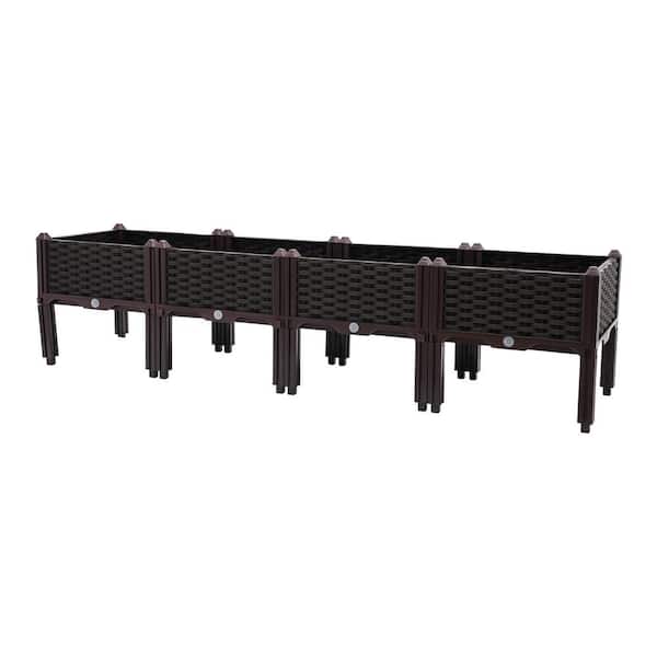 YIYIBYUS 15.35 in. x 61.41 in. Brown PP Plastic Outdoor Raised Garden Bed Planter Box for Vegetable/Flower