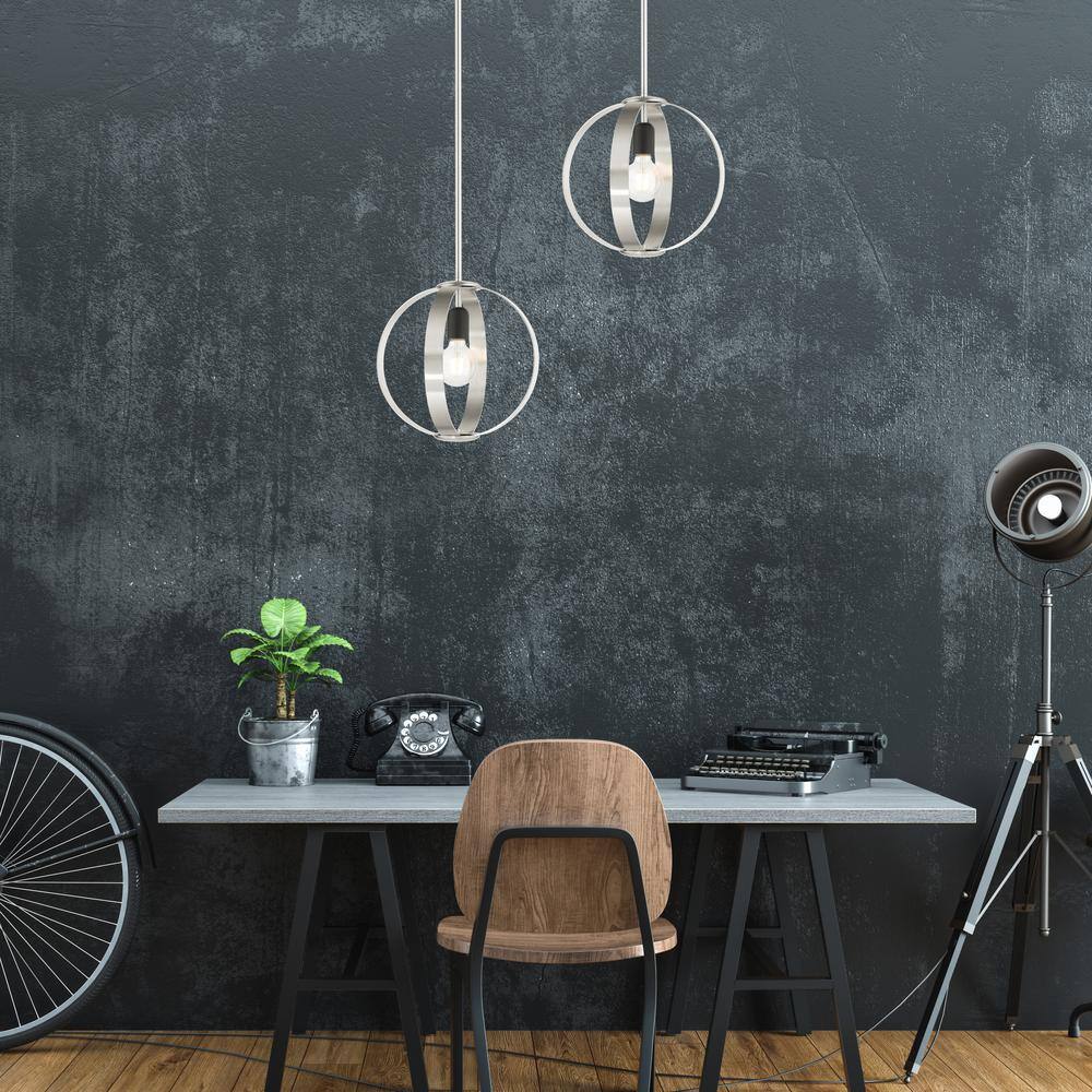 Modesto Mid-Century Modern Brushed Nickel Steel Pendant Light